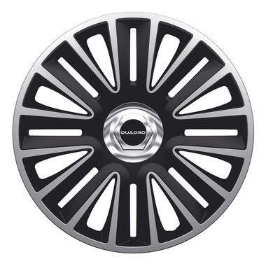 4-Delige Wieldoppenset Quadro Pro 14-inch zilver/zwart + chroom ring